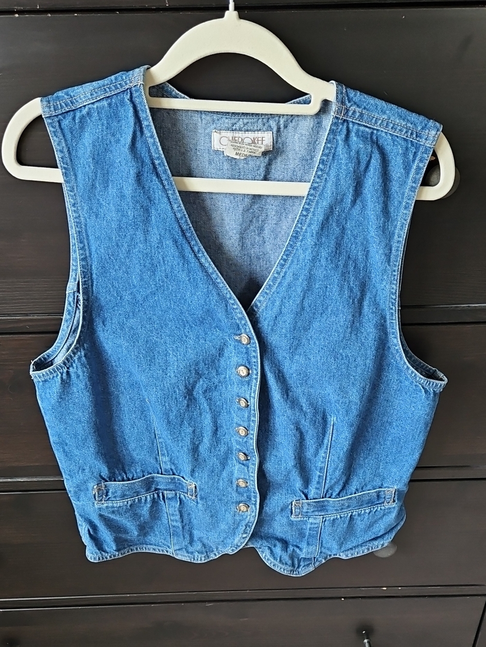 Vintage Cherokee Womens Denim Vest with Metal Buttons